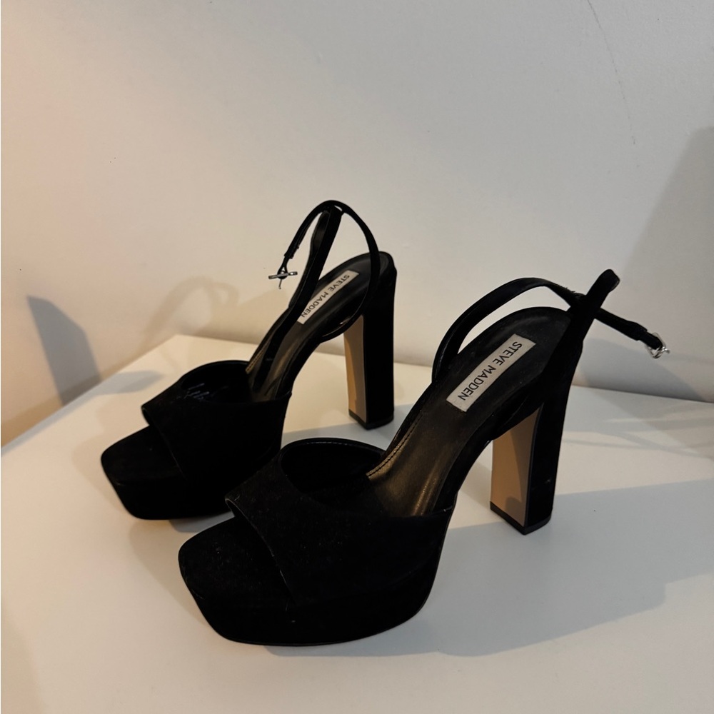 Steve Madden Black Suede Platform Heels